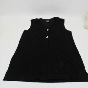 citiknits Black Sleeveless Button Down Top Blouse‎ Career Casual Women's